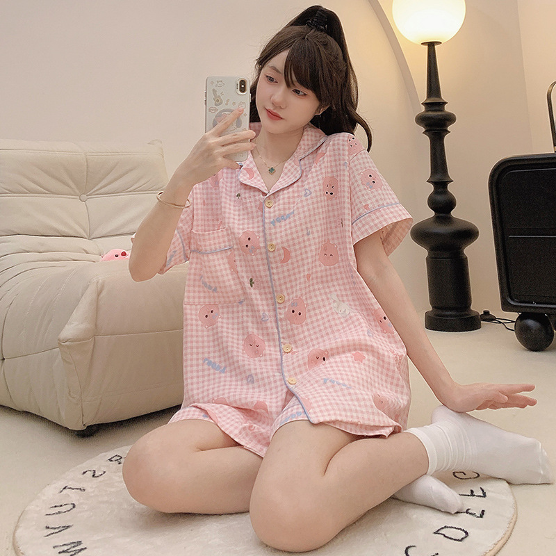 夏季云朵棉短袖短裤睡衣女加大加肥女生胖mm可穿大码家居服两件套