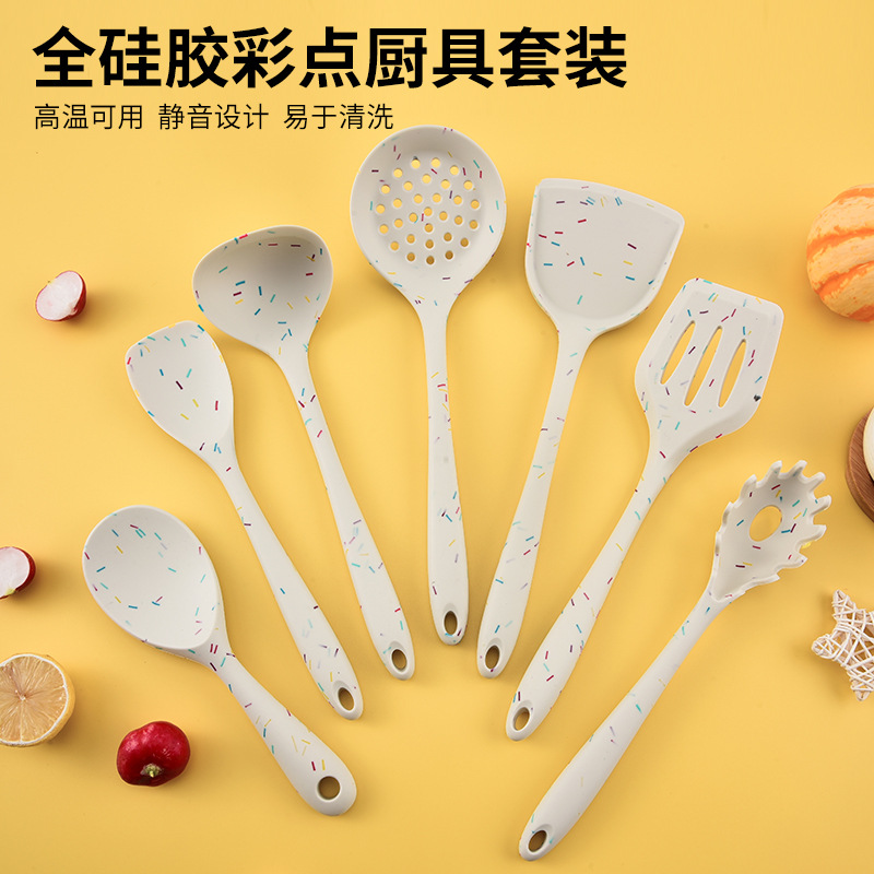 Factory Direct Sales Silicone Kitchenware Kitchen Seven-Piece Spatula and Soup Spoon Kitchen Multi-Functional Cooking Silicone Shovel Set