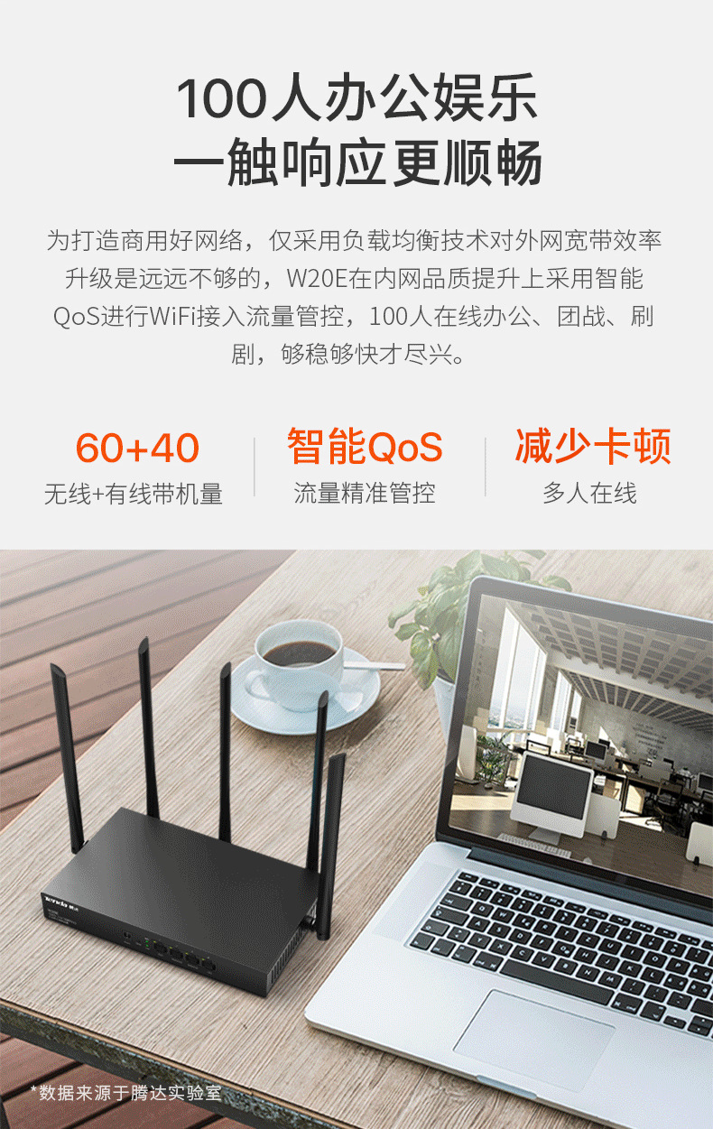 tenda腾达w20e企业级ac1350m无线wifi双频千兆端口版高速路由器