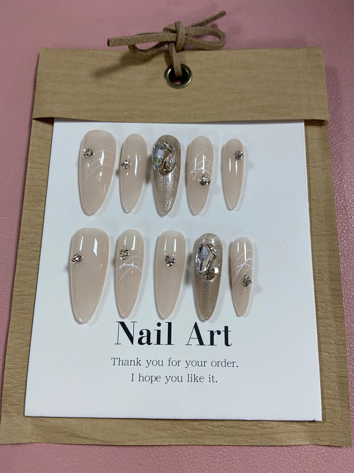 [Real Shot] Internet Celebrity Handmade Wear Nail Tip Nail Long Almond Nail Nail Simple Temperament Nail Tip Wholesale