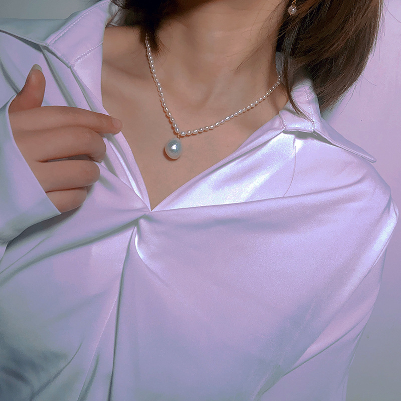 冷淡风baby天然淡水珍珠项链 法式叠戴高级感巴洛克珍珠项链 复古