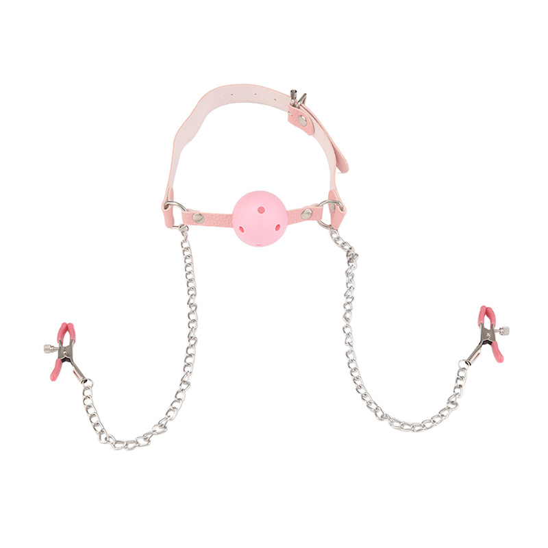 情趣口水球乳夹 sm女用调情奶夹惩罚刑具情侣口塞堵嘴球咪咪夹子