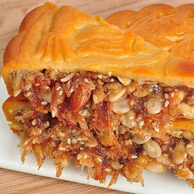 伍仁金腿大月饼2/3/4斤 吴川老式肉馅五仁火腿中秋糕点礼盒-阿里巴巴