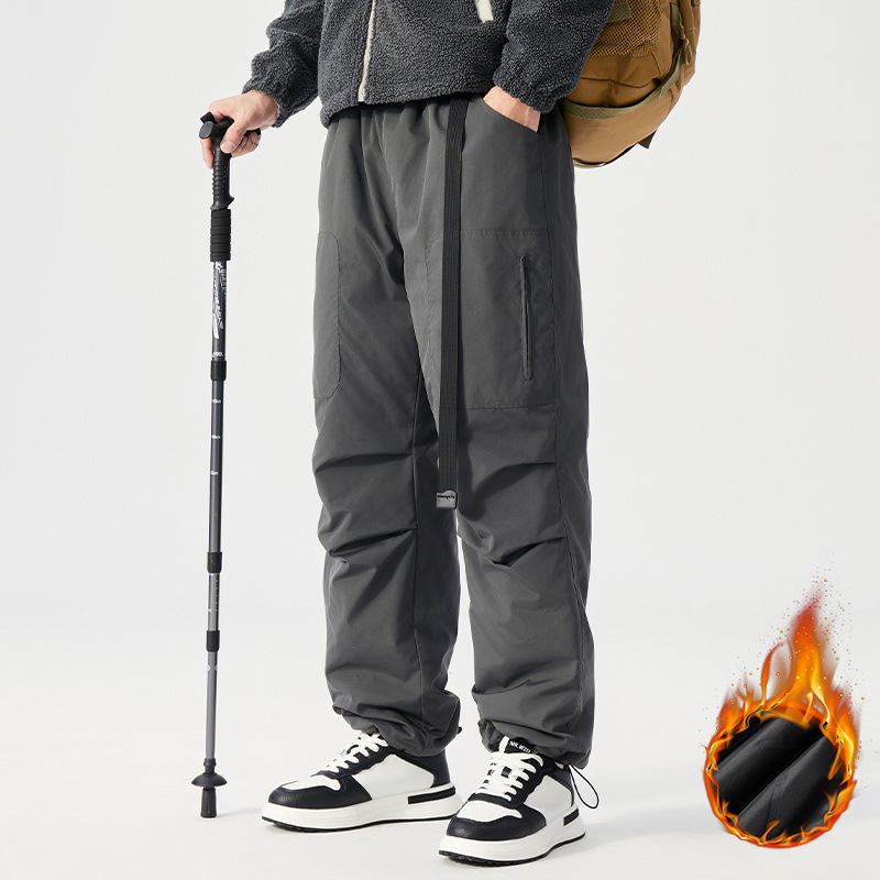 K116AB大码夹棉加厚工装裤冬季保暖防水防风运动休闲滑雪羽绒棉裤