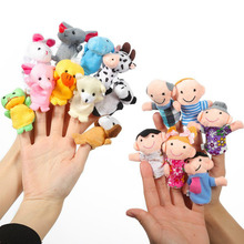 12Pcs/Set Cartoon Animal Family Finger Puppet Soft Plush Toy