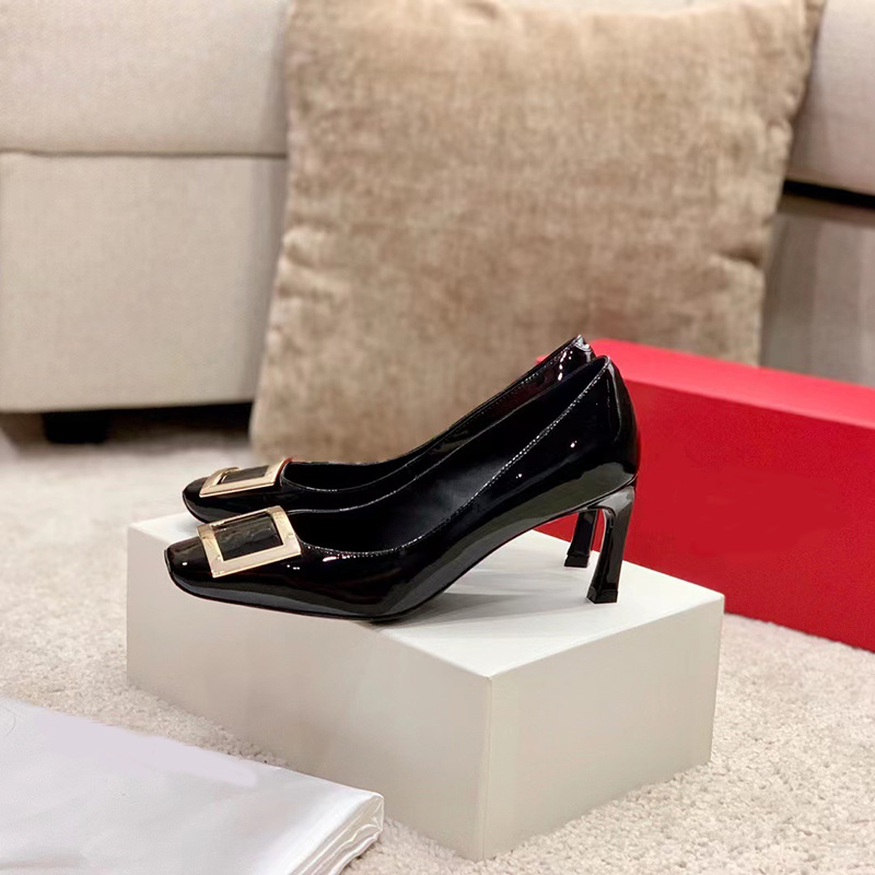 rc女鞋 方头浅口时装四季高跟鞋女 百搭女士单鞋woman shoes跨境