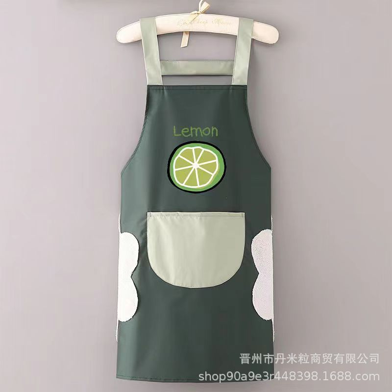 Apron Household Kitchen Waterproof Oil-Proof Female Cute Fashionable Cooking Work Adult Apron Stain-Resistant Work Clothes Set