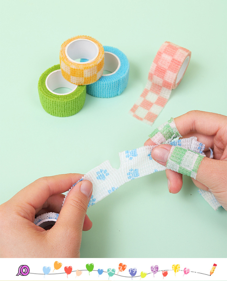 写字护指纯色绷带护手指自粘胶带伤口包扎防磨老茧运动弹力可爱