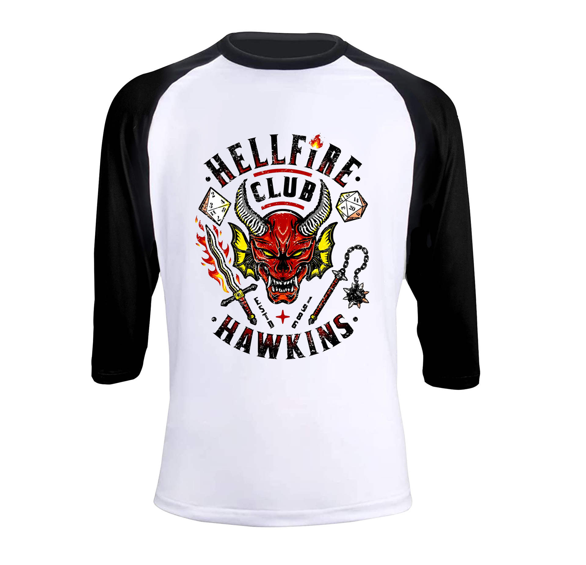 牛头印花欧美风黑色袖子拼接t恤