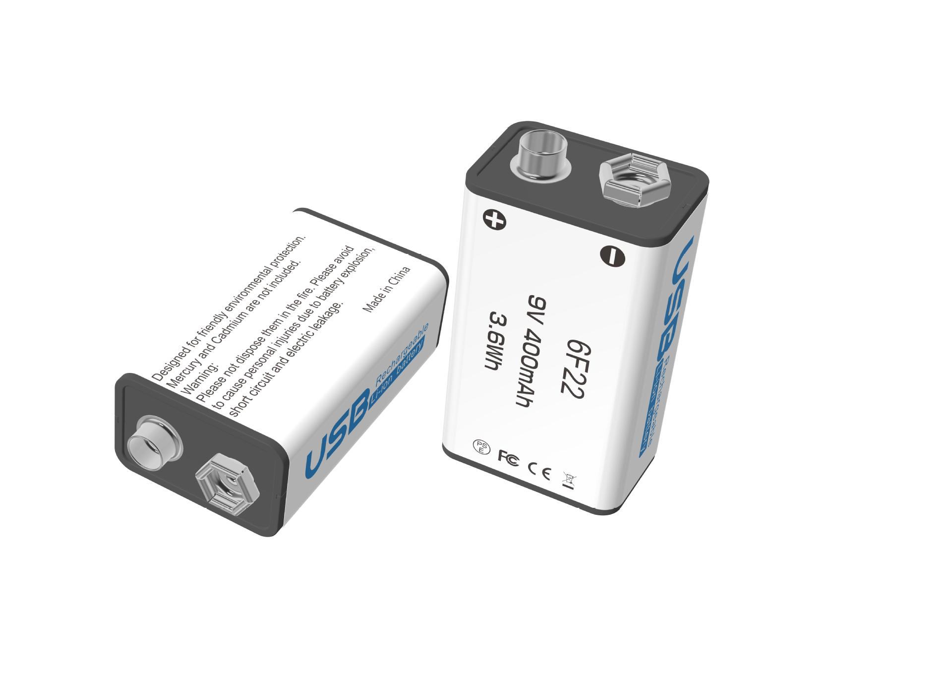 u901 9v方形可充电电池 type-c & micro usb充电一拖二充电锂电池