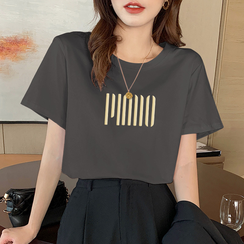 纯棉女t恤短袖夏季新款韩版宽松半袖体恤全棉圆领百搭夏天上衣