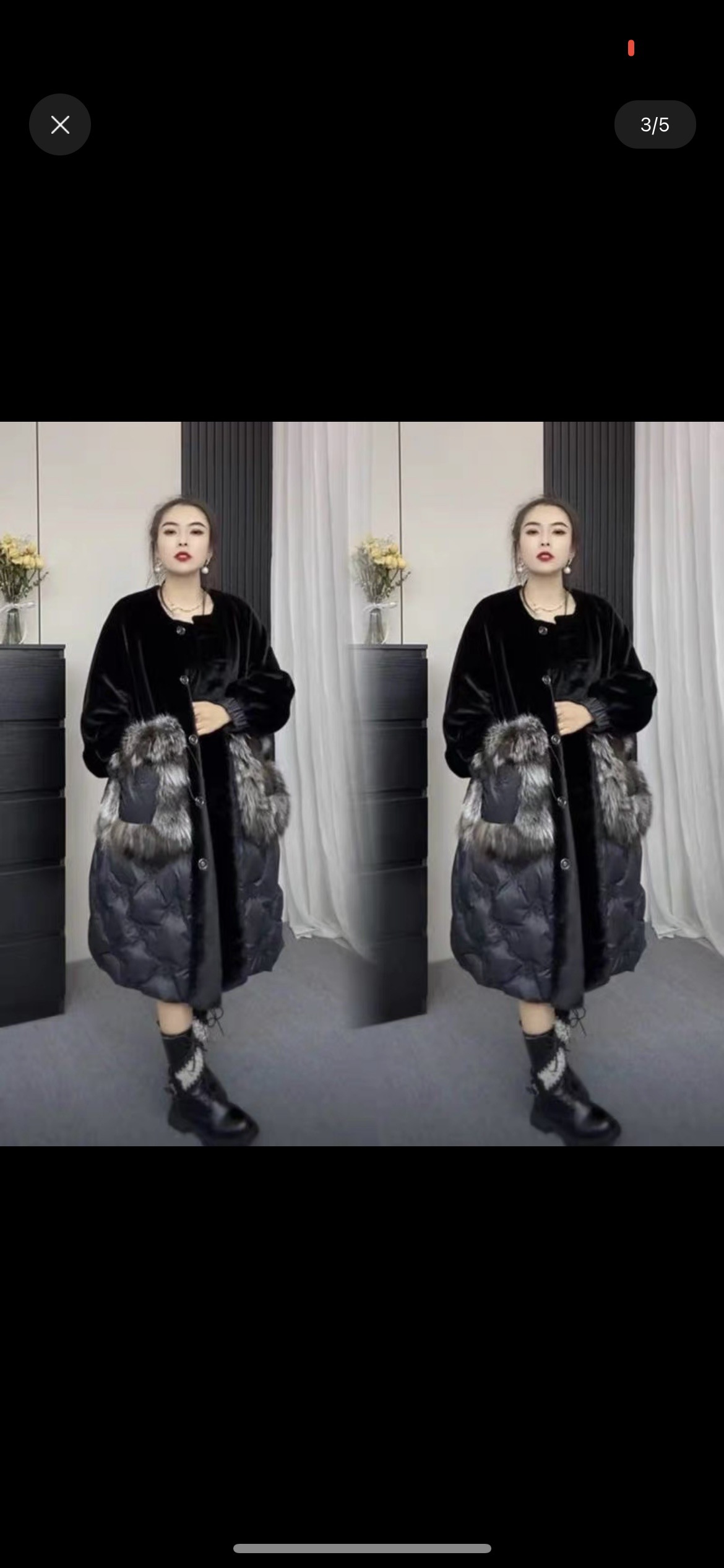 快手丹姐同款高档欧貂拼接银狐羽绒服大衣2023秋冬新款洋派保暖潮