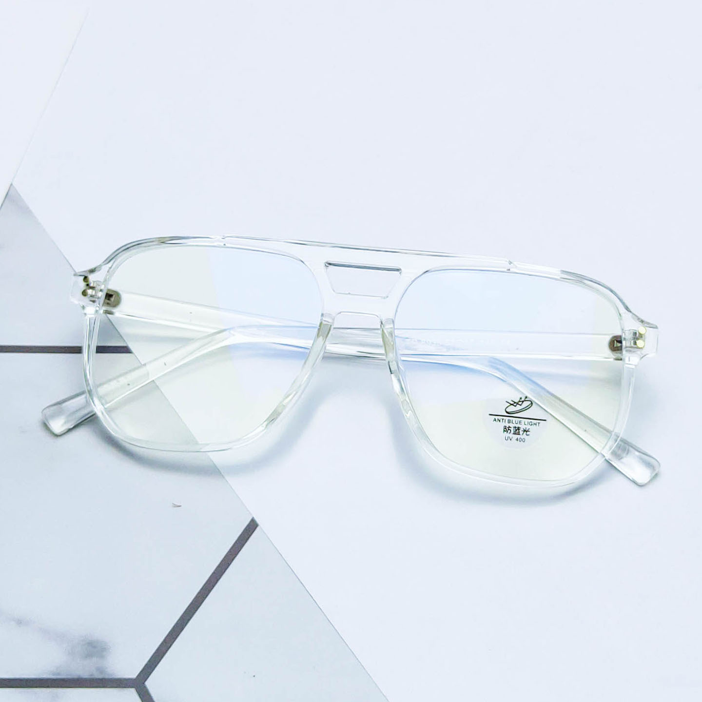 潮款古风双梁装饰多边形tr90金胶网红同款眼镜架批发防蓝光眼镜框