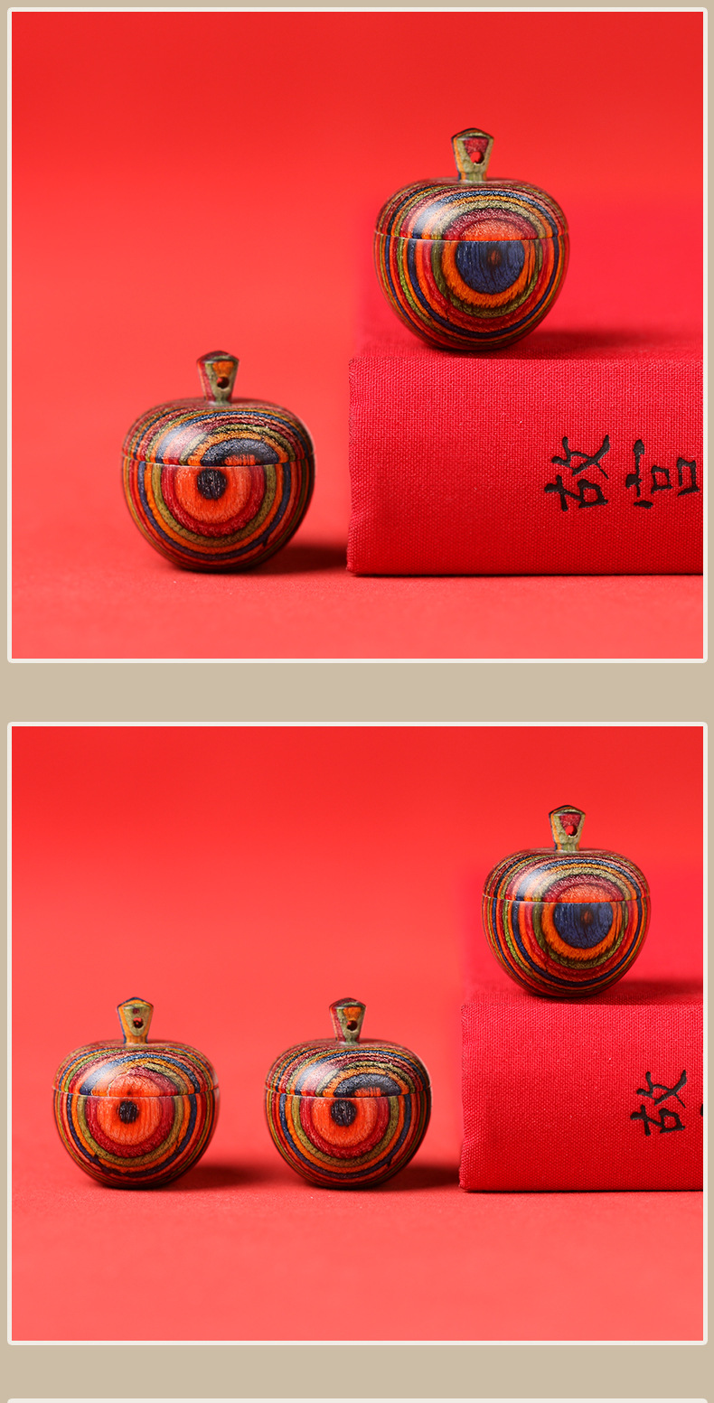 彩虹木创意好运可打开彩虹苹果吊坠嘎乌盒护身符挂件项链配饰挂件