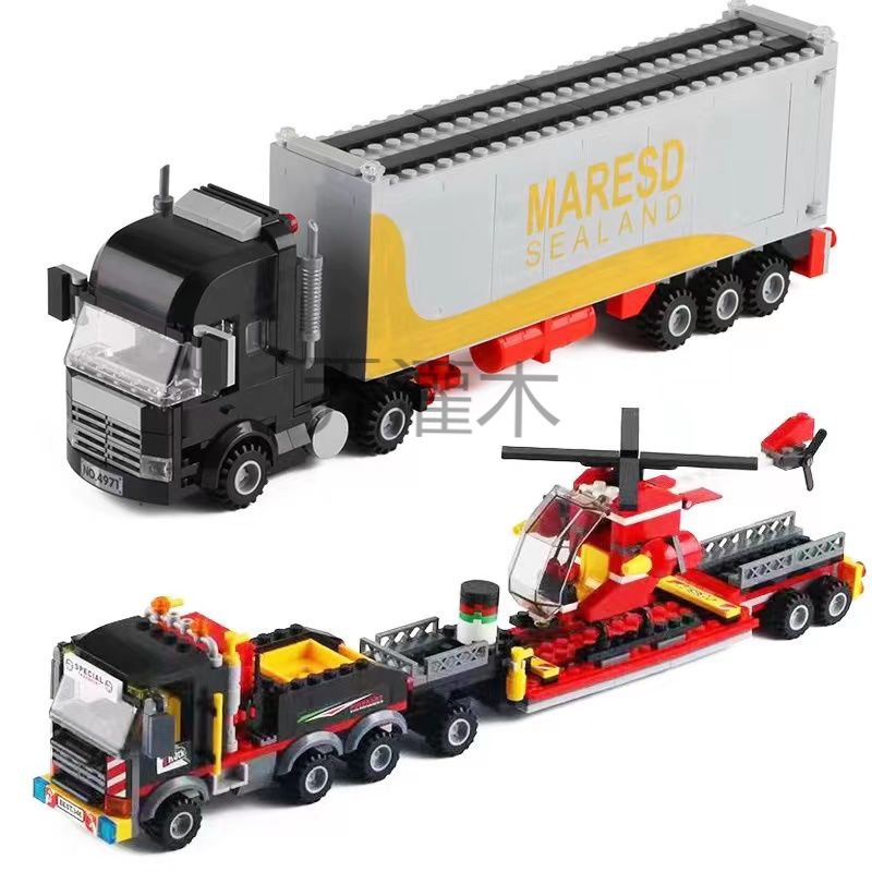 qg城市汽车运输工程货车大卡车男孩兼容乐高拼装积木模型玩具8-12