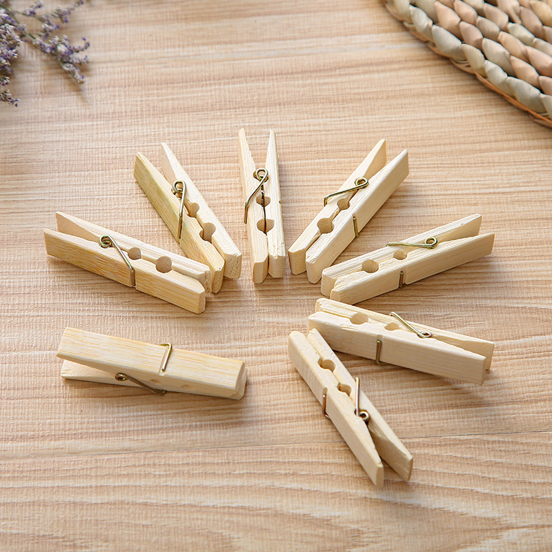 竹夹子晾衣 多功能衣服夹子 防风夹木晒衣夹晒袜夹20个装
