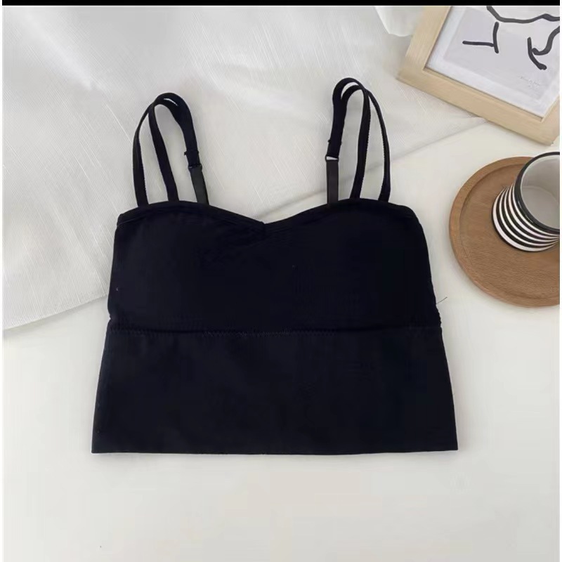 Popular Korean Style Hot Girl Sling Beautiful Back Vest with Chest Pad Wrapped Chest Girl Anti-Exposure Outer Wear Bottoming Tube Top