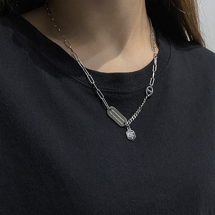 钛钢暗黑蹦迪项链项链女ins嘻哈欧美朋克风酷女气质饰品潮毛衣链