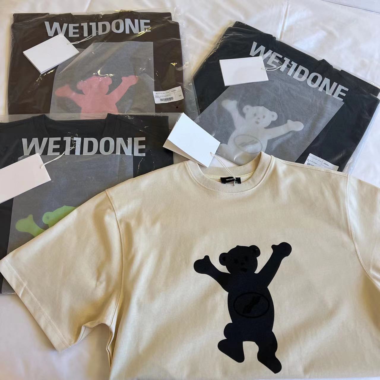 高货we11done小熊短袖新品welldone宽松t恤潮牌男女同款上衣夏季