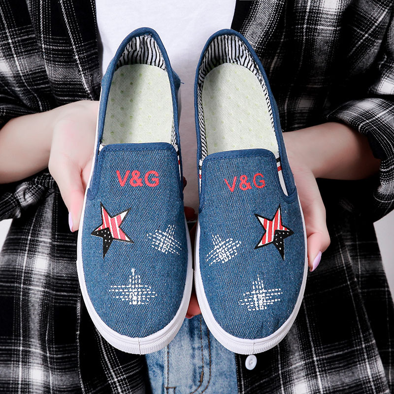 Spring and Autumn Old Beijing Cloth Shoes Low-Top Casual Student Canvas Shoes Women's round Toe Pumps Slip-on Lofter