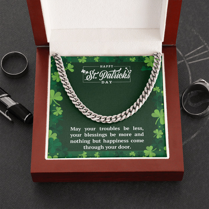 古巴链男士钛钢项链手链st pats blessing-chain link necklace