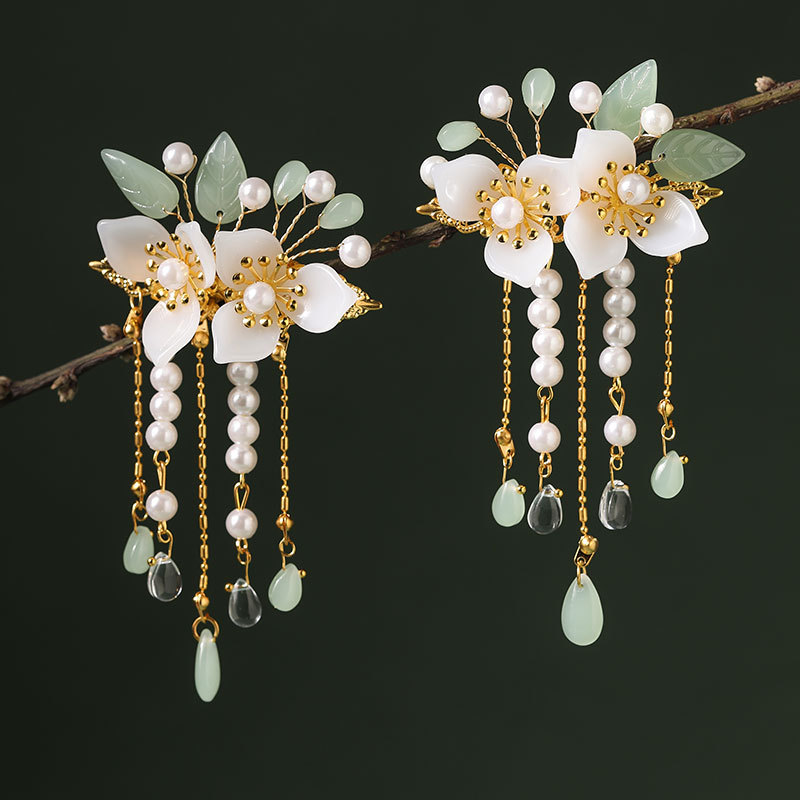 古风汉服步摇珍珠流苏发饰仙气复古发夹对夹配饰女童汉元素饰品