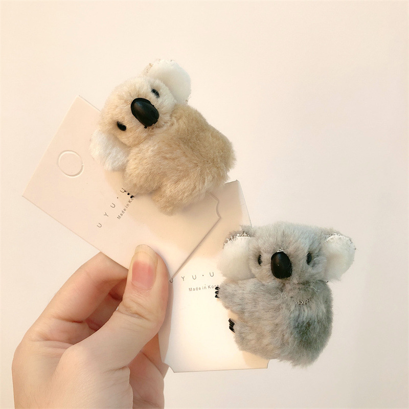 Small Kaola Hairpin Three-Dimensional Cartoon Plush Fluff Bang Clip Grip Cute Hair Accessories Female Hairpin Clip Hair Accessories