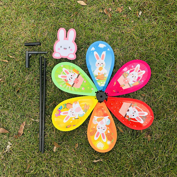 New Cartoon Rabbit Windmill Creative Decorating Windmill Rabbit Year Outdoor Activities Hand Holding Pinwheel