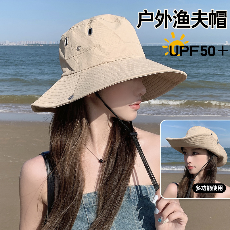 blue year 渔夫帽女款夏季户外防晒帽遮太阳钓鱼徒步登山遮阳帽子