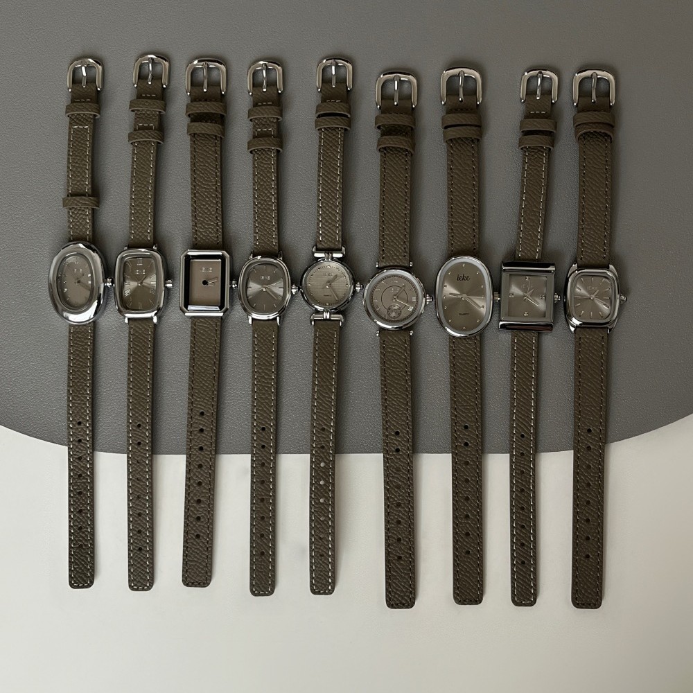 IEKE新品时尚韩版灰色皮带女士手表女学生简约小众ins风腕表跨境