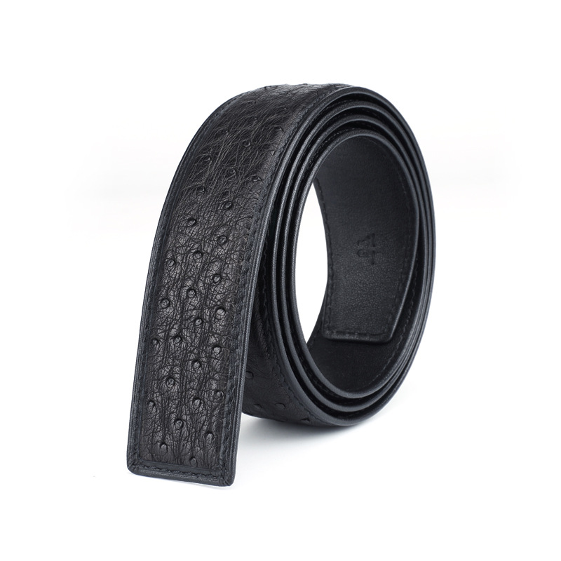 2021新款南非鸵鸟皮皮带真皮男士腰带3.8板扣休闲商务皮带男