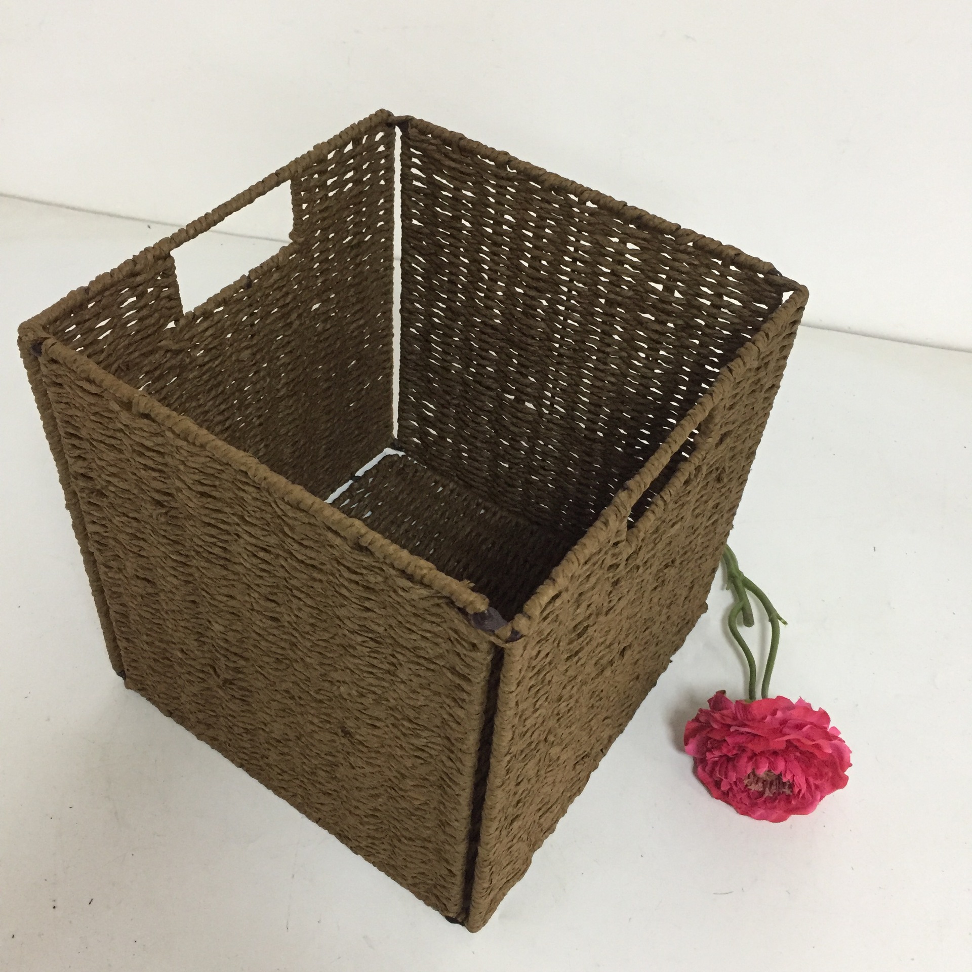 定制方形纸绳储物篮收纳篮折叠篮博白工艺品纸绳编织篮子