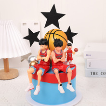 篮球小子男孩生日主题蛋糕装饰迷你球鞋运动员烘焙插牌配饰摆件批