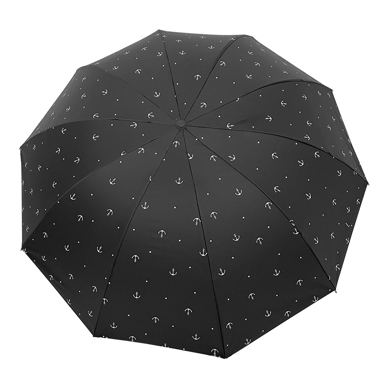 New 10 Bone Vinyl Sun Protective Sunshade Triple Folding Umbrella Manual Rain Or Shine Dual-Use Umbrella Gift Umbrella Wholesale Sun Umbrella