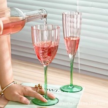 新款红酒杯家用高脚杯渐变色花朵杯高颜值香槟杯高级白葡萄酒杯