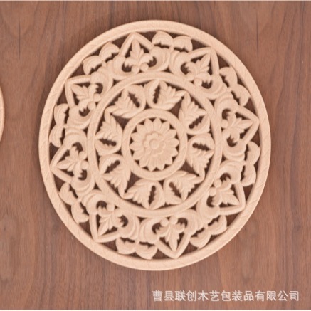 Country Style Wooden Craftwork Retro Hollow Carved Bedroom Living Room Entrance Background Wall Hanging Decoration