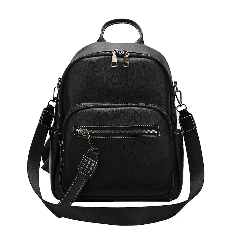 2023 Summer New Soft Leather Backpack Women's Bag Casual Business Travel Women's Double Backpack Large Capacity Trendy Mummy Bag