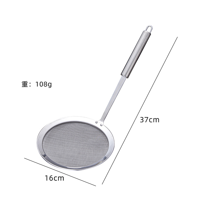 Stainless Steel 304 Long Handle Fruit Milk Dreg Screening Spoon Oil Strainer Dense Mesh Filter Colander Strainer Oil Grid Printed Logo