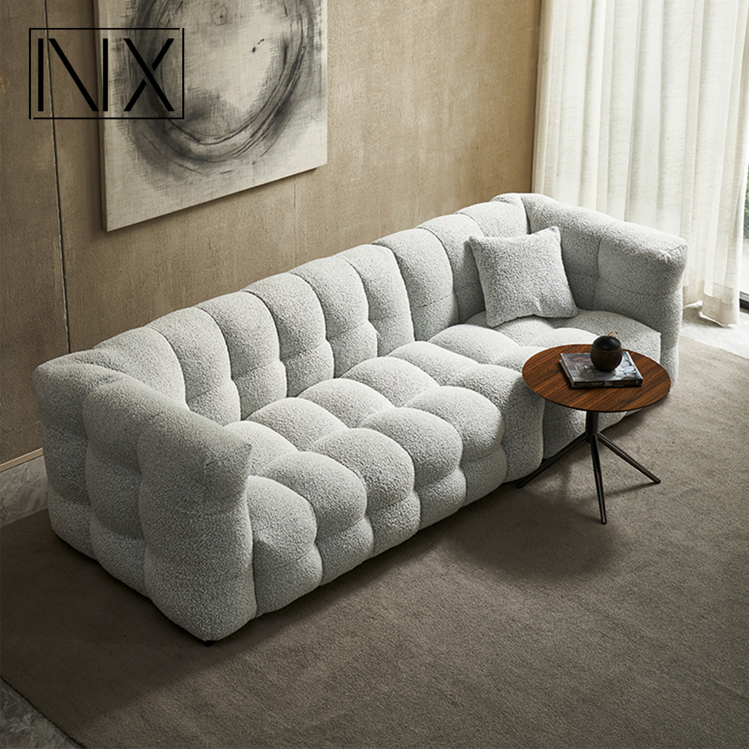 羊羔绒棉花糖沙发boba极简奶油风布艺沙发北欧表情创意设计师复古