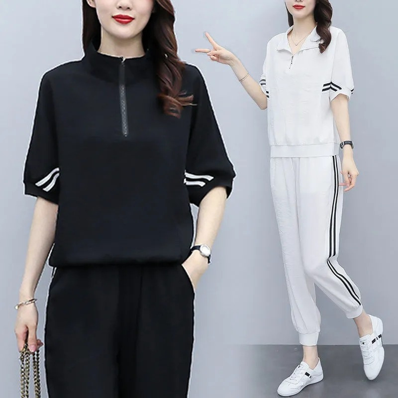 夏装时尚搭配休闲运动卫衣套装女2024夏季新款女装洋气减龄两件套