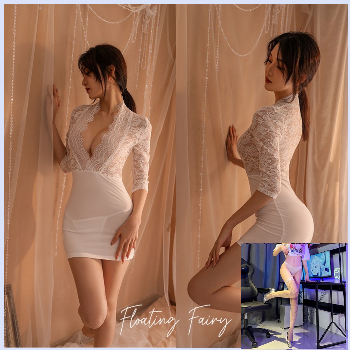 Night Listening Fragrance Sexy Lingerie Sexy Lace Suit Hip Skirt Uniform Temptation Perspective Nightclub Passion Pajamas 846