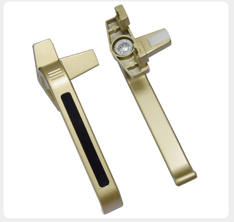 锌合金高脚款50平开窗七字执幕墙玻璃窗上悬拉手外开窗户七字锁扣