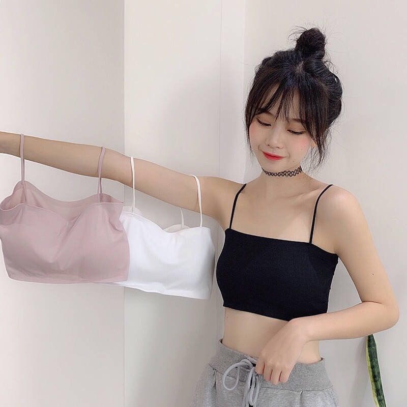 Beautiful Back Underwired Bra Ice Silk Sling Anti-Exposure Chest Wrap Underwear Female Student Korean Style Bandeau Bottoming Vest Inner Wear