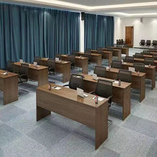 大会议室桌椅组合实木办公现代公司员工学习培训台双人长条会议桌