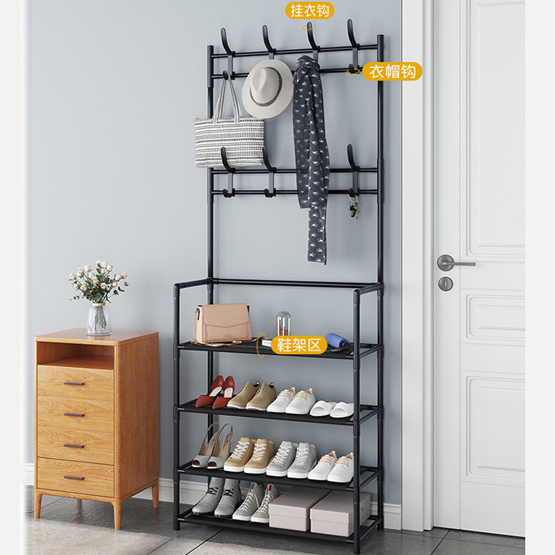 Clearance Shoe Rack Folding Group and Student Shoe Rack Household Multi-Functional Coat Rack Doorway Hallway Shoes and Hat Rack Storage Rack