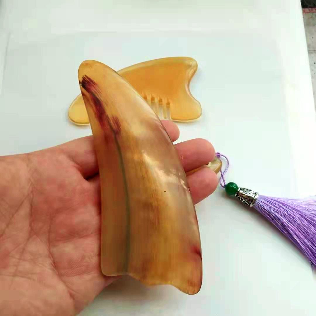 便携式羊角刮痧梳 羊角面部刮痧板按摩刮痧片 旅游景点批发