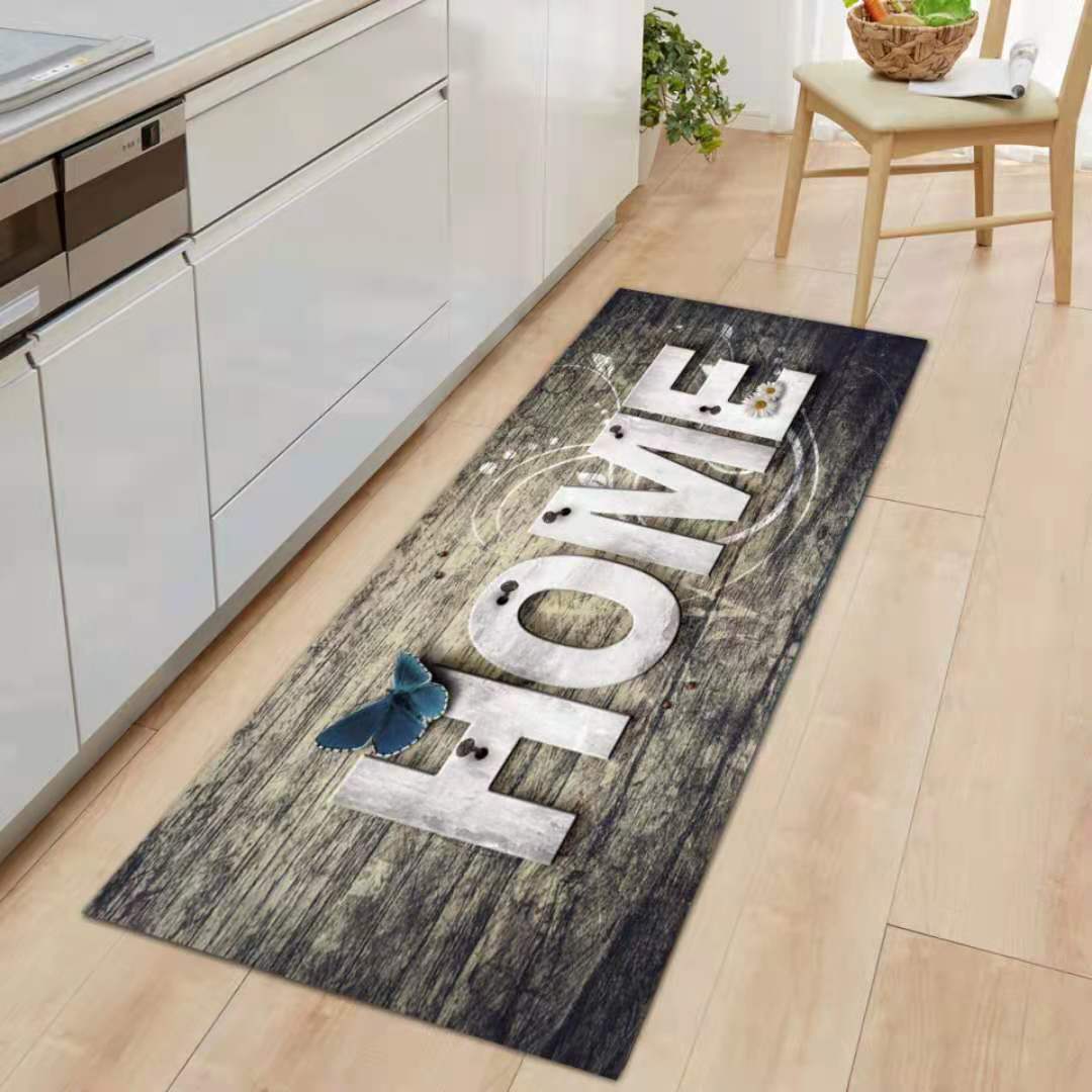 Foreign Trade Butterfly and Letters Retro Wooden 3D Digital Printed Mat Door Mat Bathroom Water-Absorbing Non-Slip Mat Bedroom Carpet