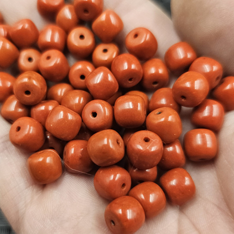 仿南红玛瑙老型珠仿玉石散珠柿子红路路通手链饰品配件手工珠批发