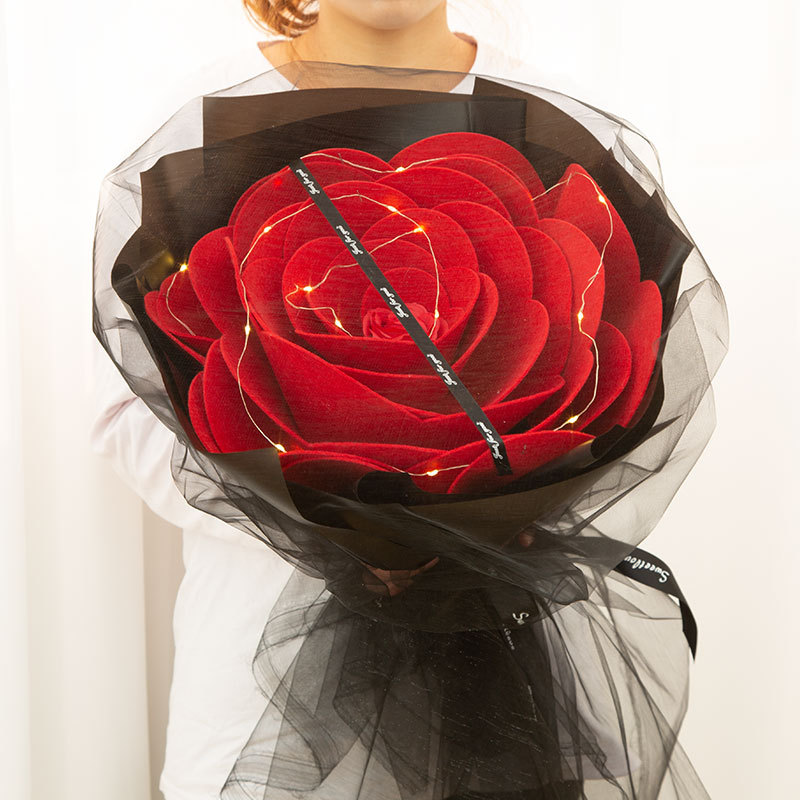 单支巨大假花一支巨型玫瑰花束单只手工超大朵号道具玫瑰花跨