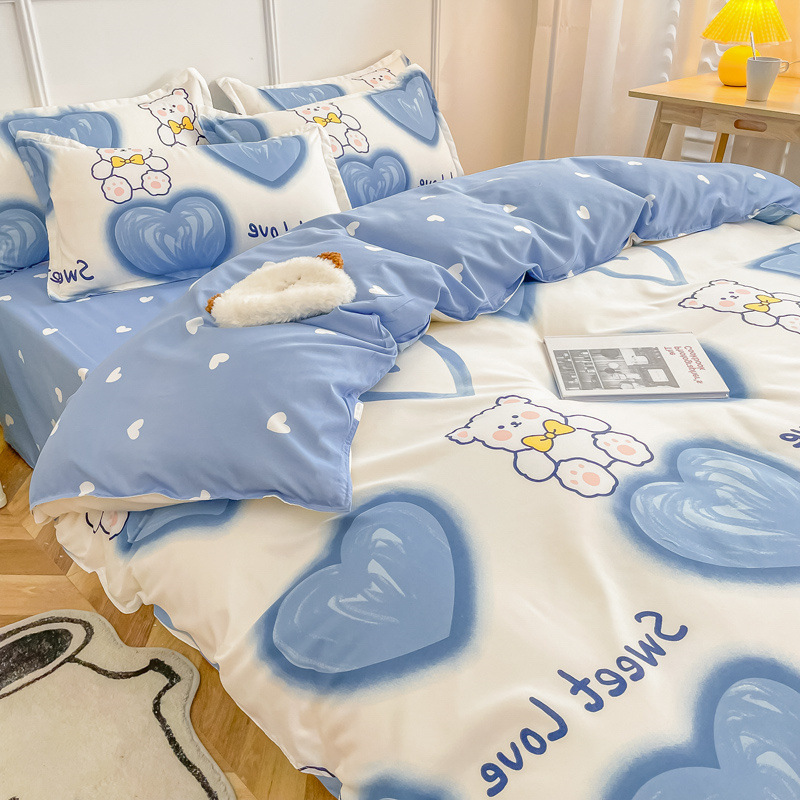 宿舍被子冬被四件套全套一整套学生单人加厚春秋棉被芯被套一体两